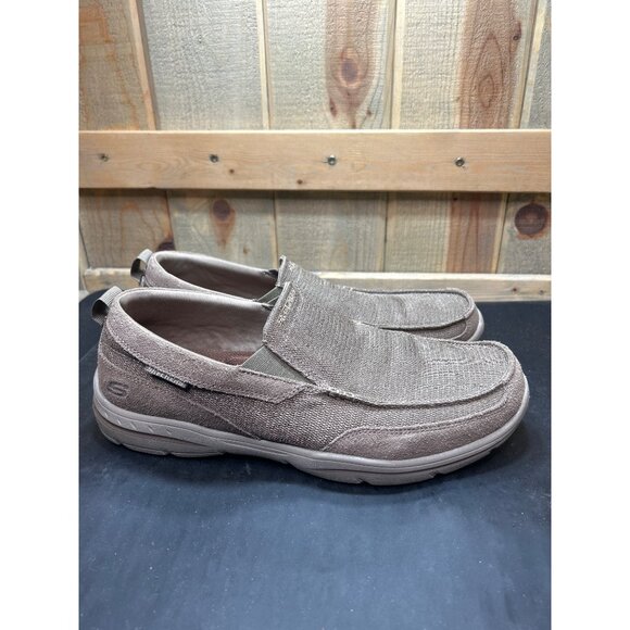 Skechers Mens Relaxed Fit Air-Cooled Memory Foam Slip-On Shoes Size 11 Taupe - Picture 1 of 9